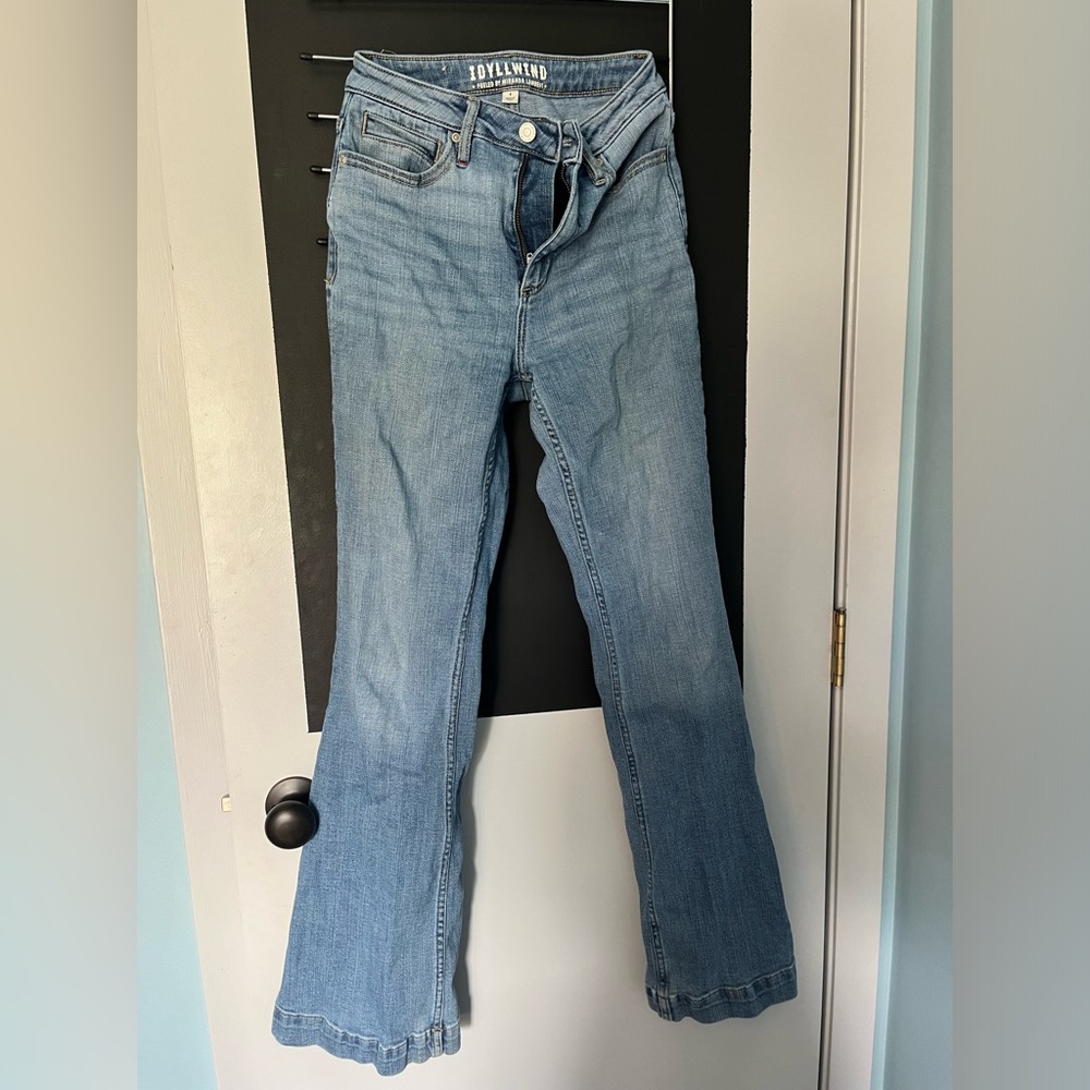 High rise light wash flare jeans